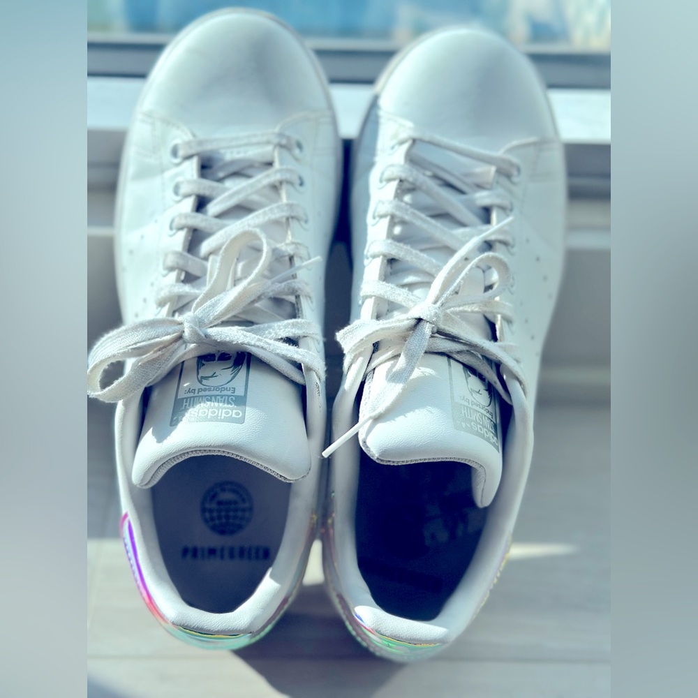 Adidas Stan Smith White Sneakers with Holographic Accents